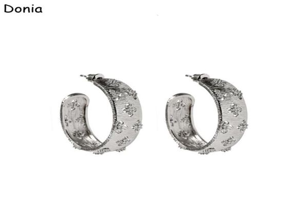 

donia jewelry luxury stud european and american fashion fourleaf flower cshaped titanium steel threecolor creative designer ear5958036, Golden;silver