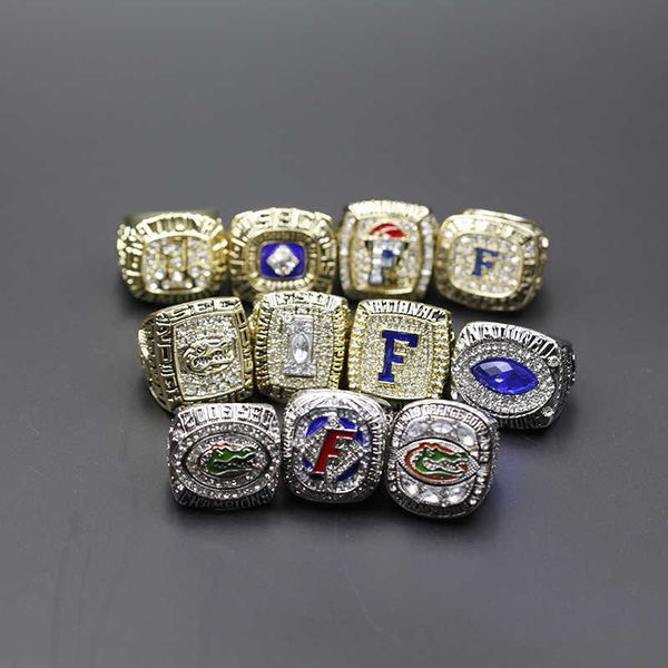 

11 ncaa florida crocodile university championship ring set, Golden;silver