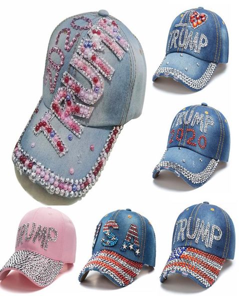 

2020 donald trump baseball cap cowboy diamond trump hat president election campaign cap snapback denim diamond hat hha13267399671, Yellow