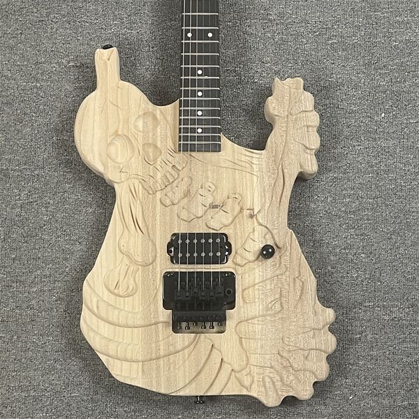 

hembry hand carved j frog george lynch skull & bones electric guitar floyd rose tremolo rosewood fingerboard black hardware