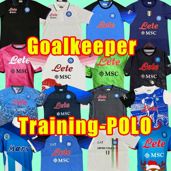

fans player version maradona 23 24 napoli soccer jersey 2023 2024 zielinski koulibaly insigne mertens lozano osimhen goalkeeper training shi, Black;yellow