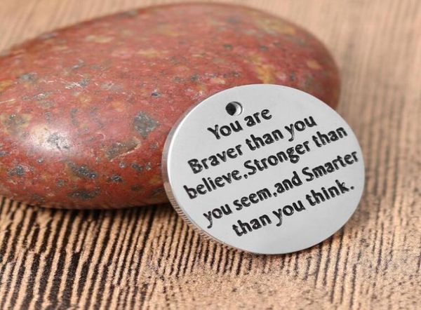 

inspirational words metal card charm quotshe believed she couldyou are braver than you believe message pendant5142544, Bronze;silver