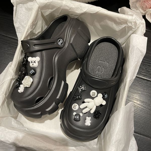 

sandals women slippers outdoor garden shoes female sandals increase breathable summer platform clogs beach flip flops slides woman 230720, Black