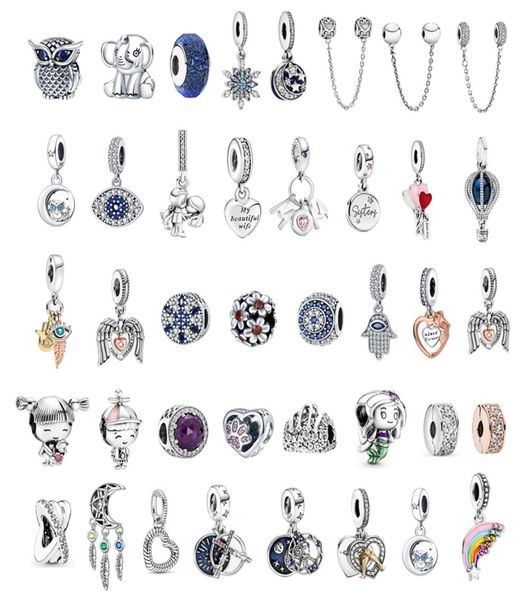 

luxury jewelry s925 silver beads for women making diy fit bracelets designer princess pendants charms with box9253965, Black