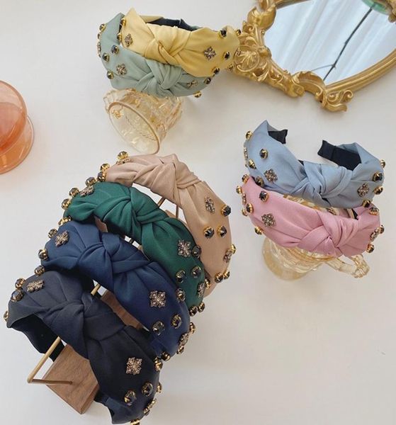 

new fashion women headband lace fresh rhinestone hairband cross love turban casual headdress hair accessories4740640, Silver