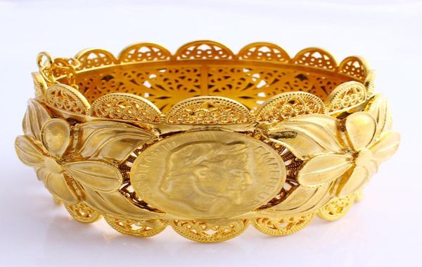 

70mm ethiopian coin fashion big wide bangle carve 22k thai baht solid gold gf dubai copper jewelry eritrea bracelet accessories5032536, Black