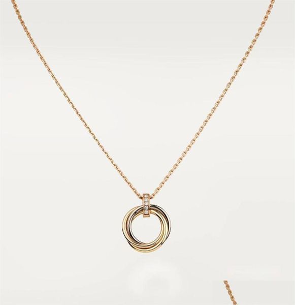 

pendant necklaces fashion classic design cubic zirconia triple trinity necklace pendant women girls titanium steel wedding designe3886705, Silver