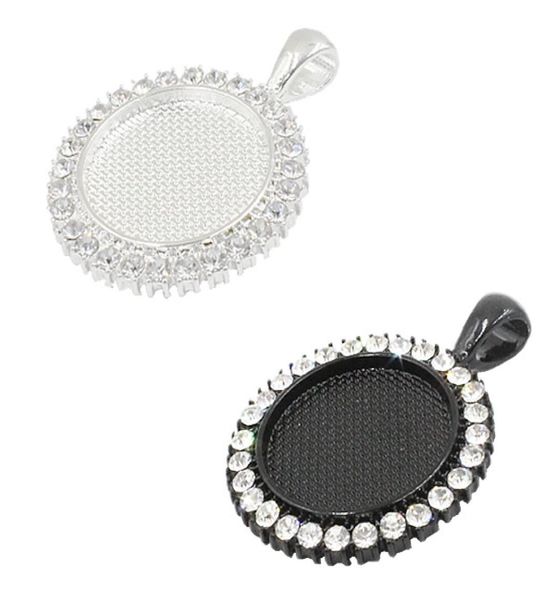 

fit 25mm round cabochons rhinestones cameoglass frame bezel settings tray blank diy accessory making 5pcslot k051758733584, Blue;slivery