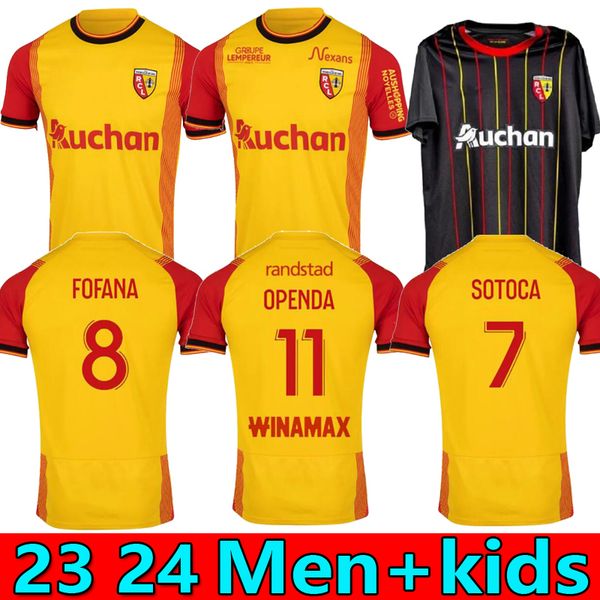 

23 24 maillot rc lens soccer jerseys kid kit sainte football shirts de foot home away training 2023 2024 player version fofana buksa racial, Black;yellow