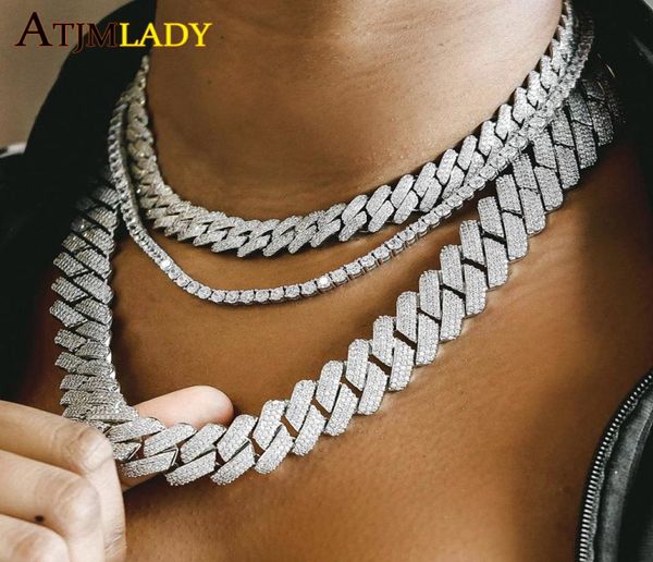 

5a cz micro paved 12mm miami cuban link necklaces hiphop women mens iced out fashion classic choker heavy jewelry drop 8417625, Silver