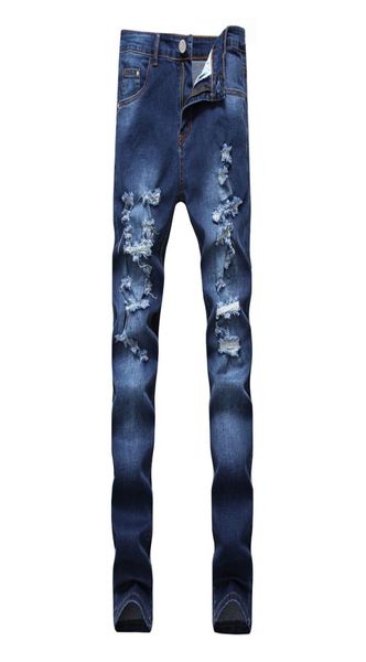 

mens casual hole zipper pants high waist jeans casual blue denim pants style fashion summer trousers6363516