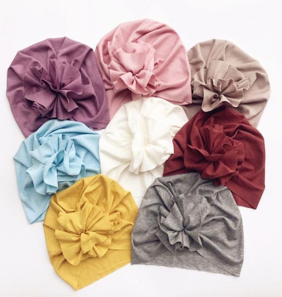 

8 colors baby princess hats floral caps boy girls turban flower head wraps infant kids india hats beanie newborn toddler headwears7754094, Yellow