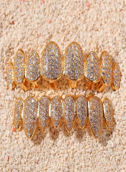 

gold silver cz teeth grillz iced out micro diamonds pave cubic zircon hip hop hiphop grill bottom grillz teeth set bling jewel2444840, Black