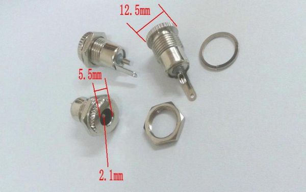 

55mm x 21mm dc power jack socket female panel mount connector plug copper7145315