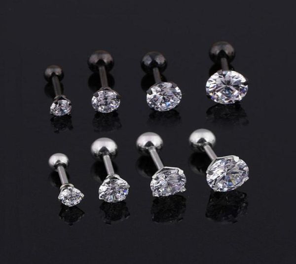 

earrings mens medical titanium steel zircon earrings size 3456mm star crystal cartilage earring ear piercing body jewelry e1989166, Golden