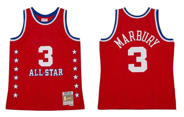 

stitched basketball jersey stephon marbury 2003 all-star mitchell and ness men women youth s-6xl jerseys, Black;red