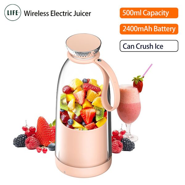 

500ml Wireless Fruit Mixers 6 Blades 2400mAh Food Milkshake Ice Crush Cup Nutri Bullet Blenders Juicer Machines