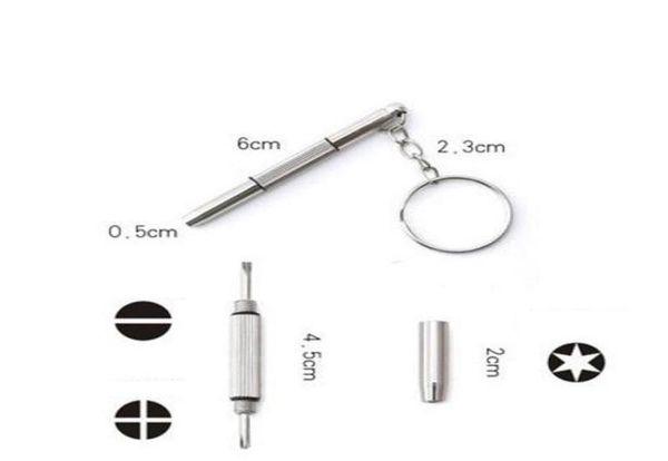 

3 in 1 aluminum steel eyeglass screwdriver sunglass watch repair kit with keychain portable screwdrivers hand tools glass fix tool5629103