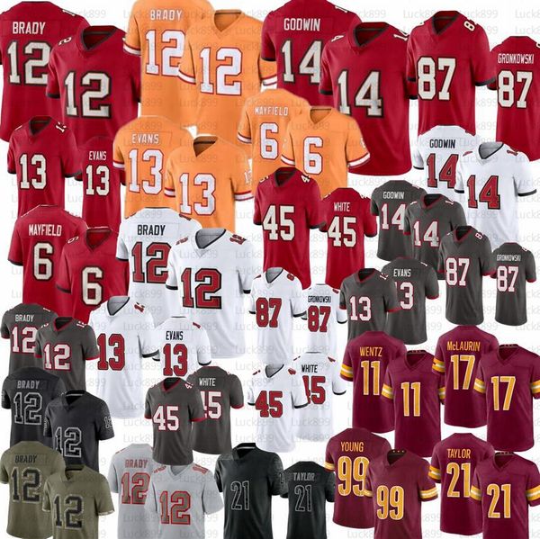 

tom brady football jersey 6 baker mayfield 14 chris godwin devin white commander tampas bayes mike evans buccaneeres rob gronkowski, Black;red