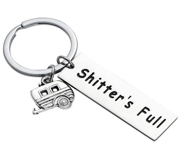 

12pc shitter 039s full stainless steel keyrings happy camper camping trailer charm pendant keychains women men friends party gi5573831, Slivery;golden