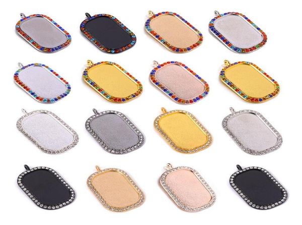 

diy rhinestone bezel trays rectangle cameo cabochon setting blank charm with clear glass cabochons for necklace jewelry5346045, Bronze;silver
