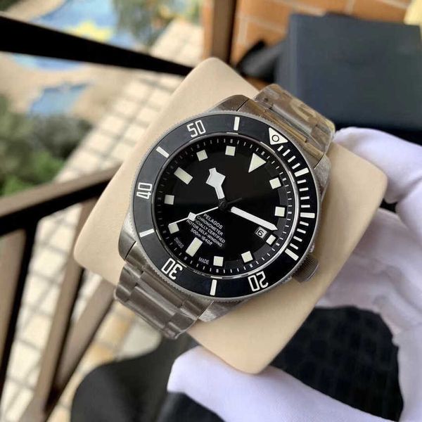 

superclone pelagos watch for men mechanical movement wristwatches 9j2w titanium bezel sapphire mirror jason007 uhr montre de luxe with box, Slivery;brown