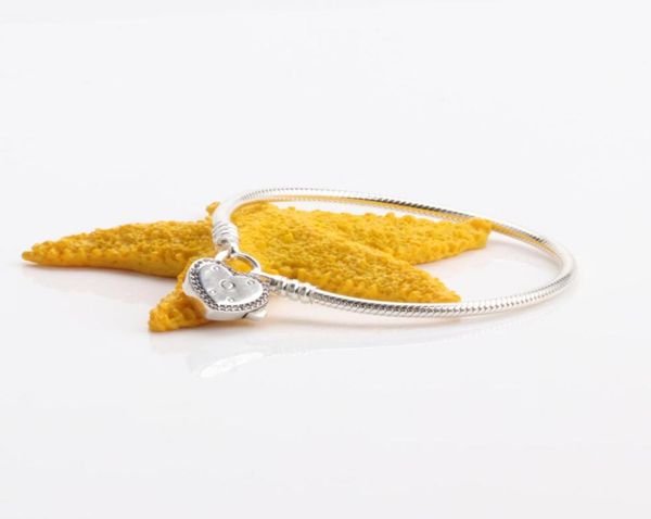 

authentic 925 sterling silver valentine's day with new heart bracelet with logo engraved for european charms and bead 10pcs/lot8245485, Golden;silver