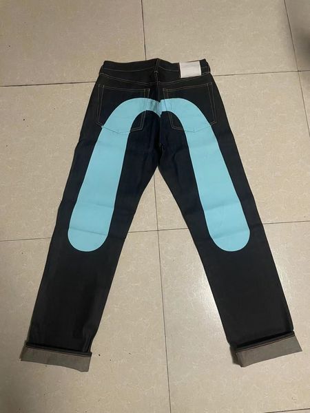 

mens jeans y2k hip hop retro personalized print washed baggy denim pants gothic straight casual wide leg trouser 230720, Blue
