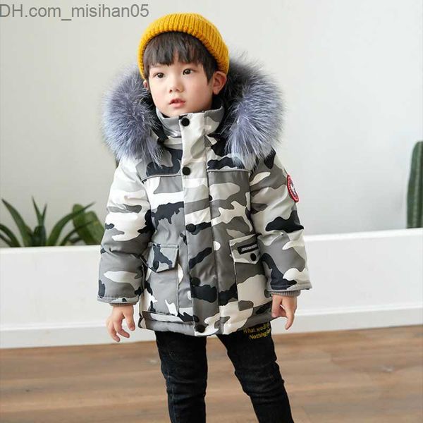 

down coat children's winter white duck jacket girls' clothing parka boys' camouflage coat ski suit thick fur children's, Blue;gray