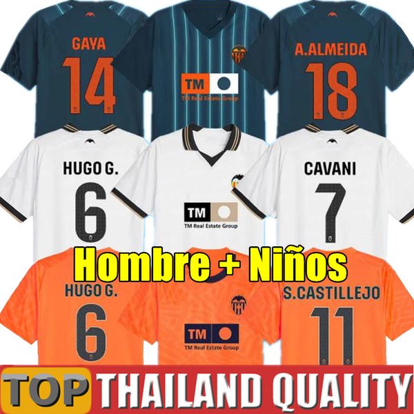 

23 24 camisetas valencia soccer jerseys cf almeida hugo thierry castillejo gaya futbol 2023 2024 football shirt set training vcf kids kit un, Black;yellow