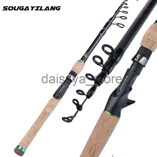 

boat fishing rods sougayilang 1.8m 2.1m 2.7m cork wood handle fishing rod portable telescopic rod carbon fiber ultralight spinning casting r