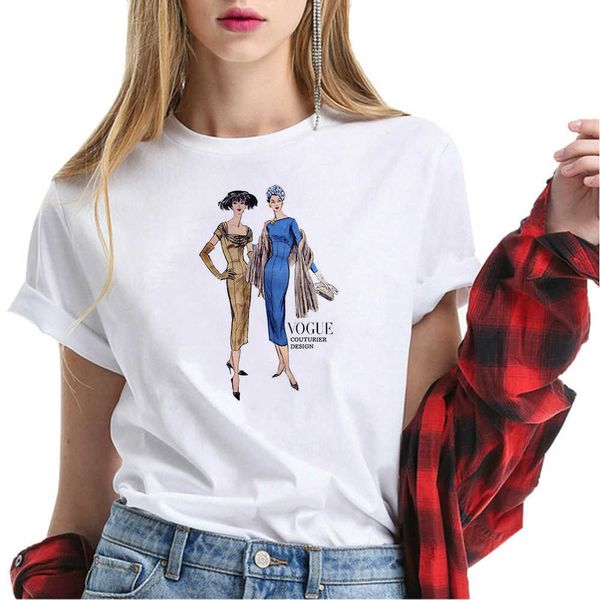 

new popular fashion design round neck t-shirt women's short sleeve in spring and summer of 19, White