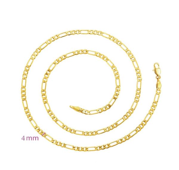 

354b 50 cm x 4 mm figaro chain necklaces for men 24k gold plated fashion jewelry european style4661980, Silver