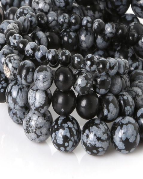 

8mm snowflake obsidian loose beads round 4 6 8 10mm natural stone beads for jewelry making diy bead bracelet necklace 838445, Black