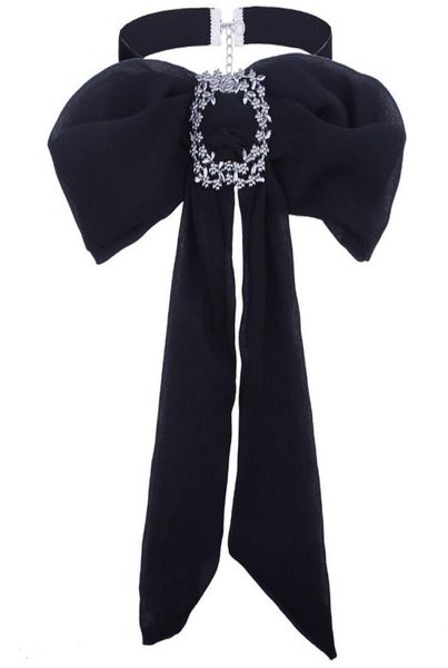 

charmcci luxury crystal bow brooches chiffon bowknot tie necktie corsage brooch for women tie dress collar jewelry accessorri8597212, Gray