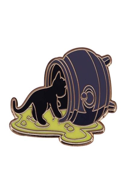 

spilled cauldron glow pin witch cat brooch perfect halloween decor2536558, Gray