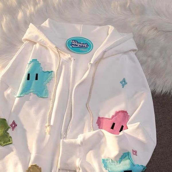 

women's hoodies sweatshirts korean casual gothic zip up hoodie y2k american streetwear loose vintage clothes oversized hoodie women cl, Black