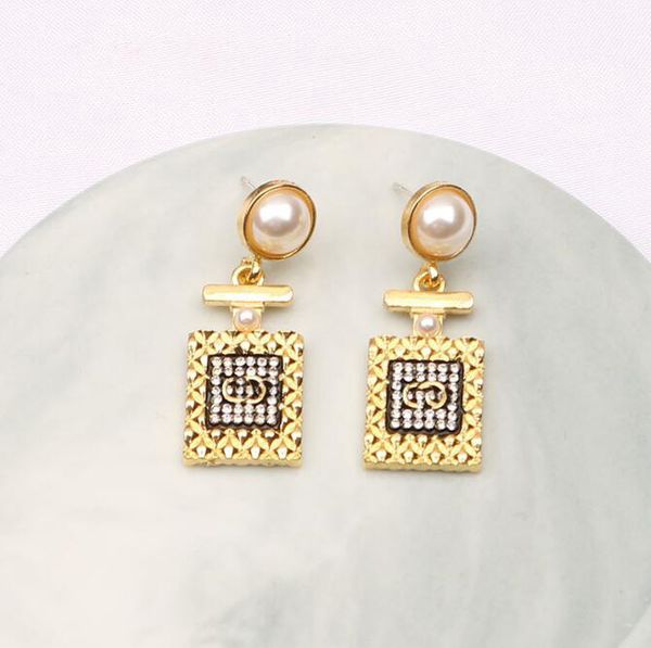 

18k gold plated charm design classics letters stud dangle earrings metal women rhinestone wedding party gifts jewelry accessories, Silver