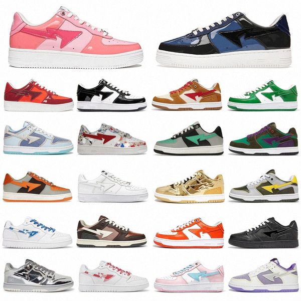 

casual shoes 8 bapestas sta desginer panda red green triple white patent leather sta logo abc camo pink purple hajime sorayama brown orange, Black
