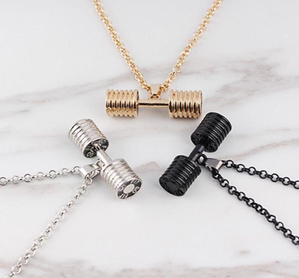 

chains round dumbbell pendant necklace bodybuilding gym fitness barbell for men women sport boho jewelry link chain fashion1930566, Silver