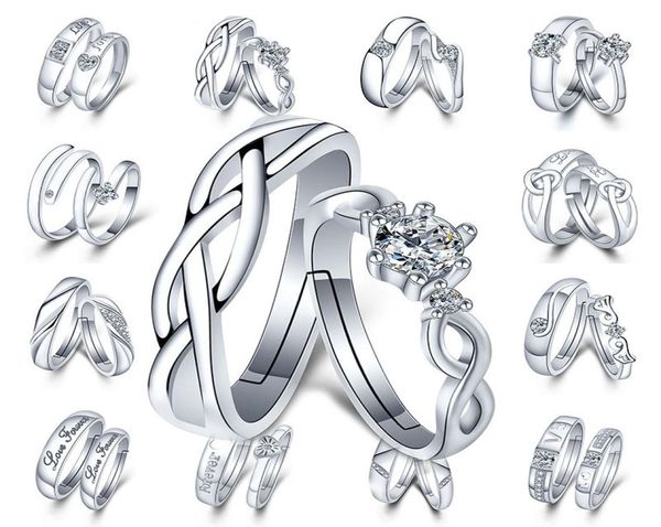 

adjustable silver couple rings diamond heart heartbeat love forever rings women mens engagement wedding ring will and sandy fashio3288735