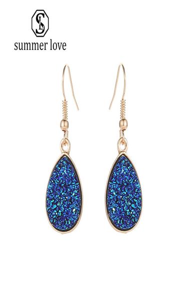 

new arrival pink green white blue resin druzy stone dangle earring for women girls gold hook earring fashion jewelry gift1887611, Silver