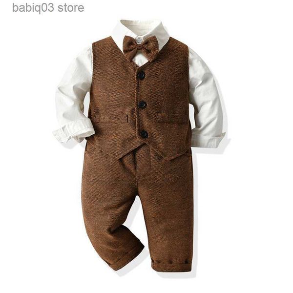 

clothing sets 2023 children's clothing autumn children's clothing long sleeved shirts suit vest children's pants 3pk shipping, White
