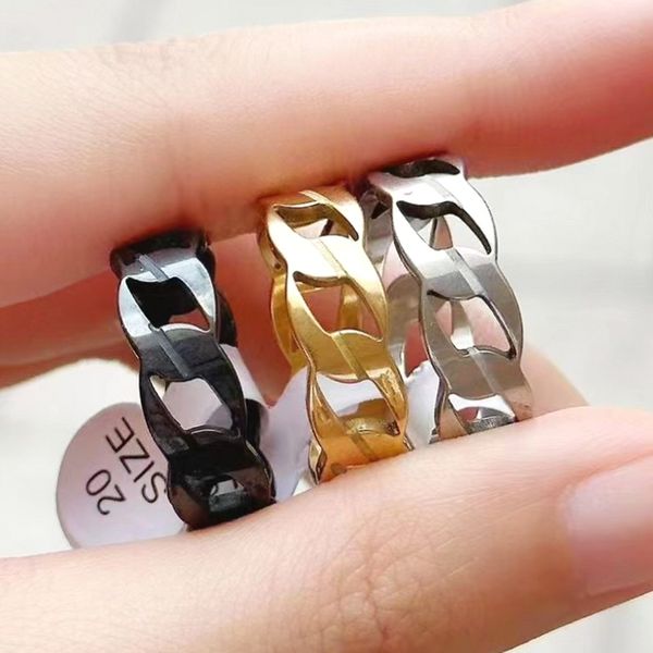 

wholesale 30pcs classic stainless steel chain rings for men women ins 8mm trendy metal plated fashion punk lock friend party gift jewelry lo, Slivery;golden