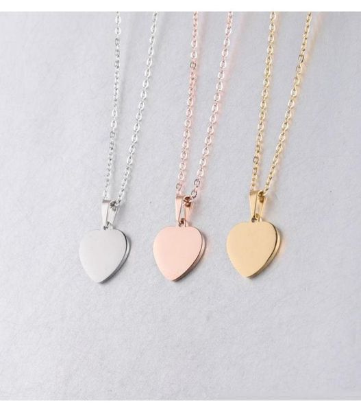 

blank love heart pendant necklace stainless steel hearts charm necklace gold rose gold silver fashion jewelry for buyer own engrav5342561