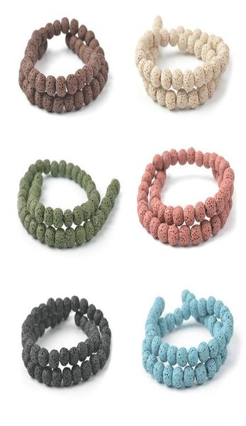 

6 8 10mm natural lava stone beads mix colors volcanic rock round stone loose beads for diy bracelet necklace semiprecious stones7650345, Black