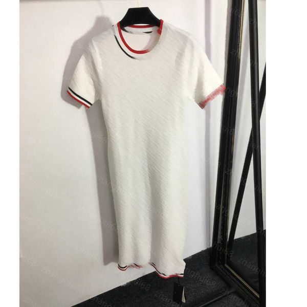 

23ss summer dress womens designer clothing women dresses jacquard letter round neck short sleeve knit dress womens clothing a1, Black;gray