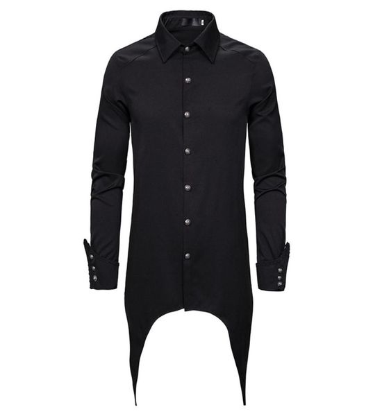 

mens gothic steampunk black long sleeve shirt men single breasted men punk rock stage medieval cosplay costume chemise homme8400019, White;black
