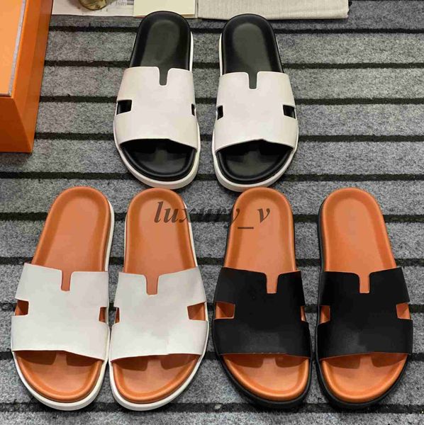 

designer men slippers chypre sandals beach classic flat sandal fashion rubber sole slides leather scuffs summer flip flops size 38-44, Black