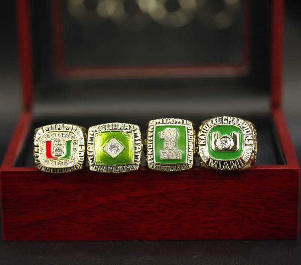 

ncaa 1987 1989 1991 2001 miami hurricane champion ring set, Golden;silver